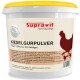 Weißer Eimer mit gelbem Deckel mit Aufschrift "Supravit Farming Days" Kieselgurpulver 4 kg Einstreu für Geflügel, Hühnersilhouette