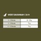 Tabelle mit Fütterungshinweisen für 'Wide Savannah' Katzenfutter, mit empfohlenen Tagesmengen für verschiedene Altersgruppen in Gramm.