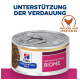 Dosenhaustierfutter 'Hill's Prescription Diet Gastrointestinal Biome' mit Huhn und Gemüse, gekennzeichnet mit 'Unterstützung der Verdauung.'