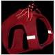 Harnais en maille rouge pour animaux avec des coutures réfléchissantes et un anneau en D en métal pour attacher la laisse, conçu pour le confort et la sécurité.