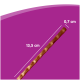 Brauner Kauknochen für Haustiere auf violettem Hintergrund mit weißen Messlinien, beschriftet mit 13,5 cm und 0,7 cm