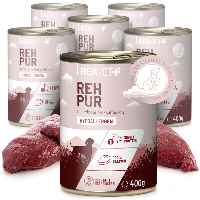 REAVET Nassfutter - Reh PUR | 6 x 400g