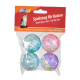 Four colorful cat toy balls in a clear package, labeled "Fit+Fun," with text in German and French indicating they are toys for cats.