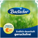 Bactador-Logo vor grasigem Hintergrund mit Schriftzug "Mikrobiologie", gelbem Badge "bekannt aus der TV-Werbung" und ZDF-Logo, Text "Endlich dauerhaft geruchsfrei"