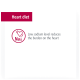 Heart diet information featuring a heart symbol and "Na" indicating sodium, with text stating "Low sodium level reduces the burden on the heart."