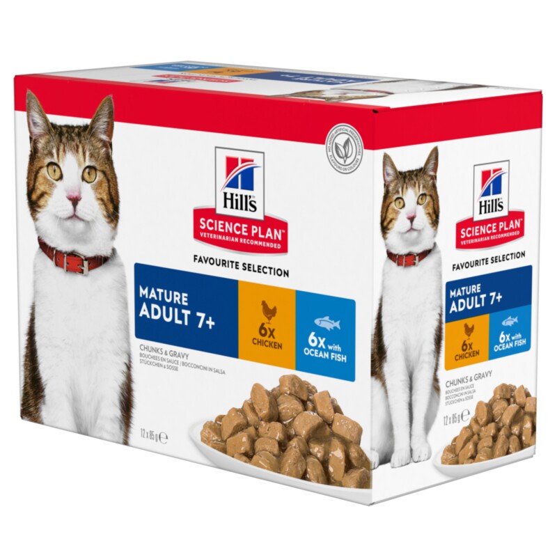 Hill's Science Plan Mature Adult 7+ Multipack en kip 12x85 g