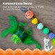 Katzenminze Beute Spielzeuge mit einem grünen Insekt mit Federn und einer bunten Pompon-Schnur, die die Interaktion von Katzen fördert.