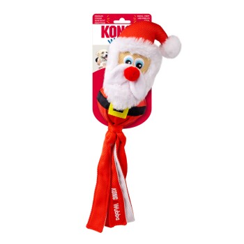 KONG Wubba Christmas Santa dog toy with squeaker, red and white fabric, and plush Santa face.