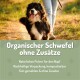 MSM Schwefelpulver für Hunde und Katzen, mit einem hohen Schwefelgehalt (34%), fördert die Mobilität. Der Text hebt Reinheit und Kompostierbarkeit hervor.