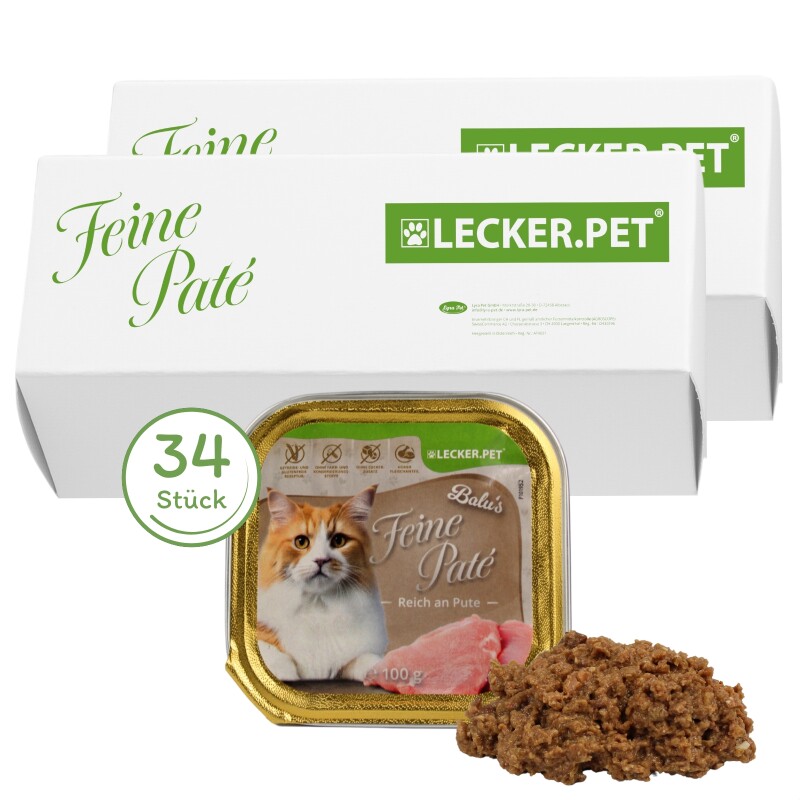 Lyra Pet Lecker.Pet Balu's Feine Paté Reich an Pute Katzenfutter Nassfutter Vollnahrung