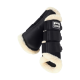 Schwarze Pferdeboots mit weichem, cremefarbenem Fleecefutter, mit dem Eskadron-Logo und verstellbaren Klettverschlüssen.