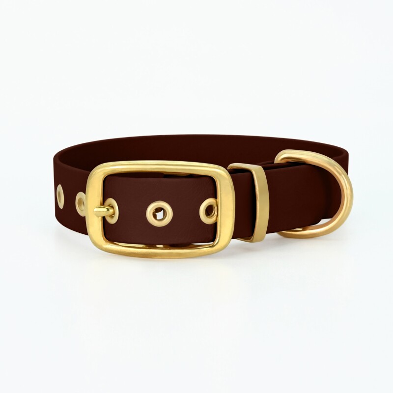 The Dog Idea Biothane Halsband Gold Braun M