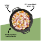 Pfanne mit rohem Fleisch und Gemüse; Text: Saftiger Apfel; 63% zartes Huhn & leckere Ente; Frische Kartoffel & knackige Karotte.