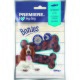 Verpackung von Hundeleckerlis mit der Marke 'Premiere. I ❤️ my dog', beschriftet 'Bonies' mit Bildern von weichen, kaubaren Leckerlis in Form von Knochen, 200g.