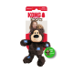 KONG Wild Knots brauner Plüschbär als Hundespielzeug auf Verkaufskarte, mit den Aufschriften KONG, SQUEAKS und grünem Badge FEEL ME! TOUCHEZ!.
