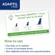 ADAPTIL Chew dosage guide: <15 kg: ½ chew, 16-30 kg: 1 chew, >30 kg: 2 chews. Use daily or as needed; non-addictive, non-drowsy.