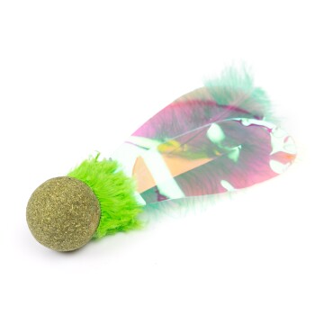 Federball mit Katzenminze und Feder - grün