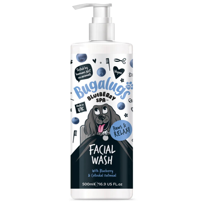 Bugalugs Blueberry Spa Facial Wash für Hunde – Sanfte Gesichtspflege gegen Tränenflecken & Schmutz 500ml