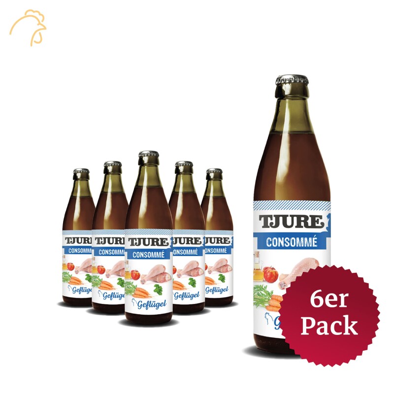 Tjure - Consommé Geflügel - 6er Pack | Energie und Kraft für Katze und Hund | Mineralien