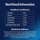Nutritional information chart for pet food, detailing moisture (82%), protein (11.5%), fat (2.5%), and other constituents.