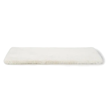 Weiche, weiße Plüsch-Haustierbettmatte, rechteckige Form, weiche Textur, ideal um Komfort für Haustiere zu bieten.