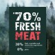70% Fresh Meat, 30% fruit, vegetables and wholesome ingredients, 0% grain, with a forest background.