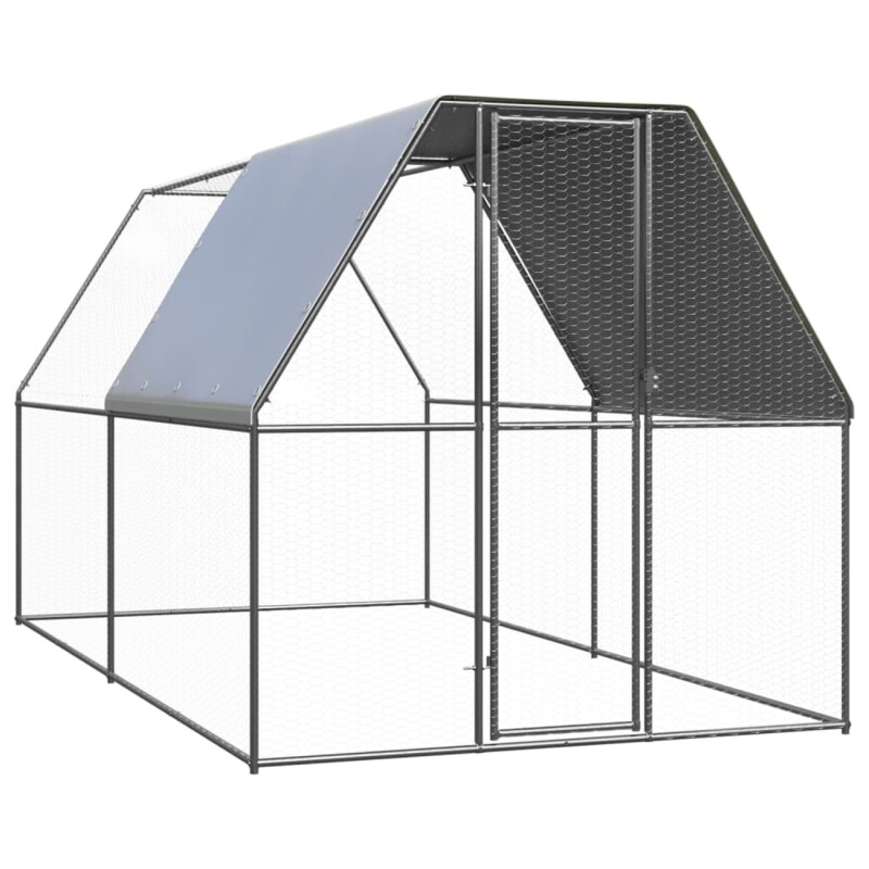 VidaXL Hühnerkäfig / Freilaufgehege mit Teilüberdachung 2 m, 4 m, 2 m