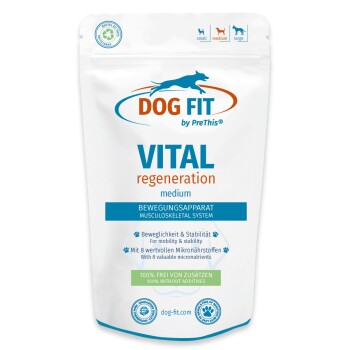 Weißer Beutel DOG FIT VITAL regeneration für mittelgroße Hunde, für den Bewegungsapparat, zu 100 % ohne Zusatzstoffe