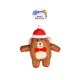 A festive plush dog toy shaped like a bear, wearing a red Santa hat and bow tie, labeled "XMAS DOG TOY."