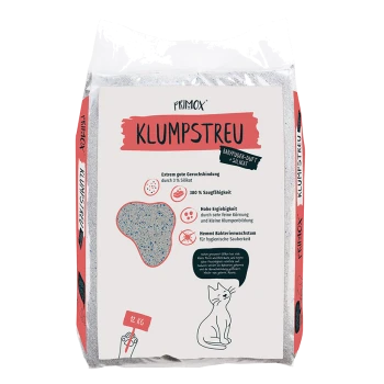 PRIMAX Klumpstreu Katzenstreu Sack, 12 kg, pink und grau. Merkmale: hervorragende Geruchskontrolle, 380% Saugfähigkeit, hemmt das Bakterienwachstum.