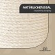 Natürliche Sisal-Seilstruktur mit dem Text "NATÜRLICHER SISAL strapazierfähig & langlebig" in modernem Design.