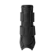 Schwarze Beinorthese für Haustiere mit verstellbaren Riemen, entworfen für Unterstützung und Schutz, mit einem eleganten, gepolsterten Design.