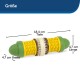 Hundekauspielzeug in Form von Mais, mit strukturierten gelben und grünen Enden, mit Abmessungen: 18,4 cm tief, 4,7 cm breit, 4,7 cm lang.