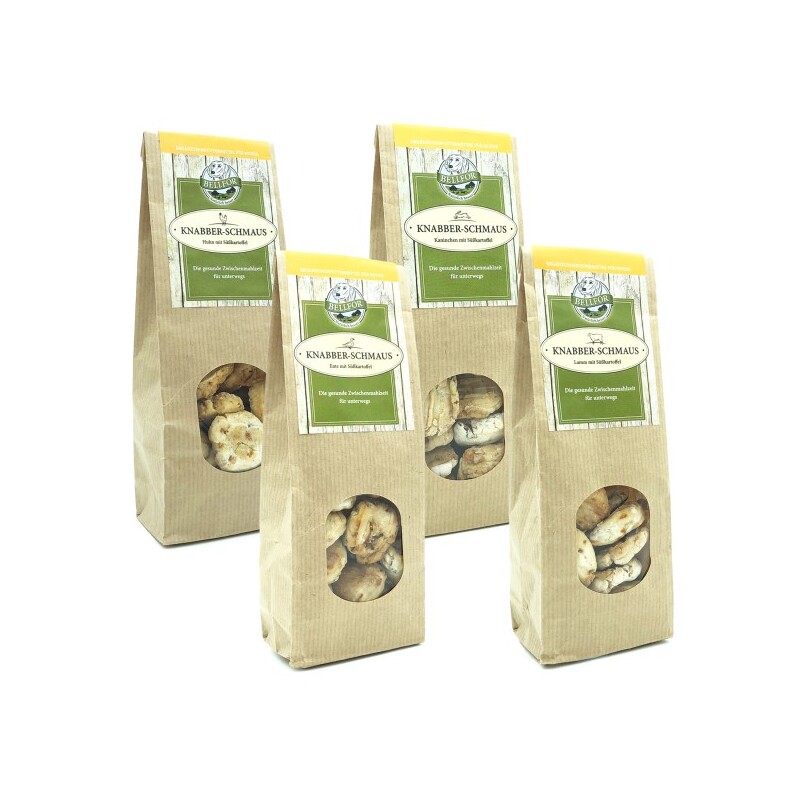 Bellfor Gesunde Hundekekse Knabber-Schmaus im Sparset- 4x100g
