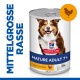 Hill's Science Plan Dosenfutter für erwachsene Hunde 7+, mit Huhn, mit einem Hundebild und dem Text "Vom Tierarzt empfohlen".