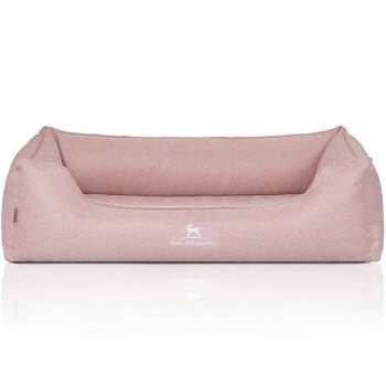 Orthopädisches Hundebett Luisa aus Velours mit feinem Handwebcharakter Sunshine Edition hellrosa XXL