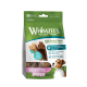 Whimzees Wellness Daily Dental Treats bag for puppy XS/S 28 treats, 4 week supply, image of chew treats and small dog
