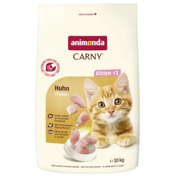 Torba karmy Animonda CARNY dla kociąt z kurczakiem i rudawym kociakiem, etykieta 'Kitten <1', 'Huhn (Chicken)', 10 kg