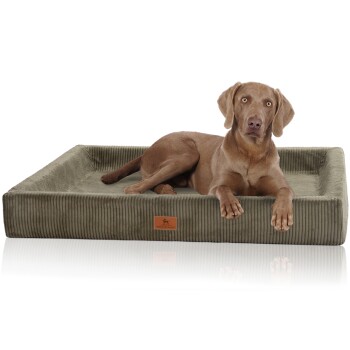 Knuffelwuff orthopädisches Hundebett aus Cord mit Handwebcharakter Santiago khaki M-L