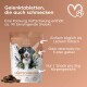 Gelenktabletten für Hunde, Verpackung mit einem Hundebild, enthält ca. 90 Snacks, Hinweise zur Fütterung und Dosierung.