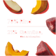 Bild zeigt Haustierfutterzutaten mit 79% Rindfleisch, 18% Gemüse, Früchte und Mineralien, auf einem lebhaften roten Hintergrund.