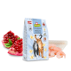 Eine Tüte GranataPet DeliCATessen Katzenfutter mit einer Illustration einer schwarzen und orangefarbenen Katze, beschriftet "Seefisch & Garnelen."