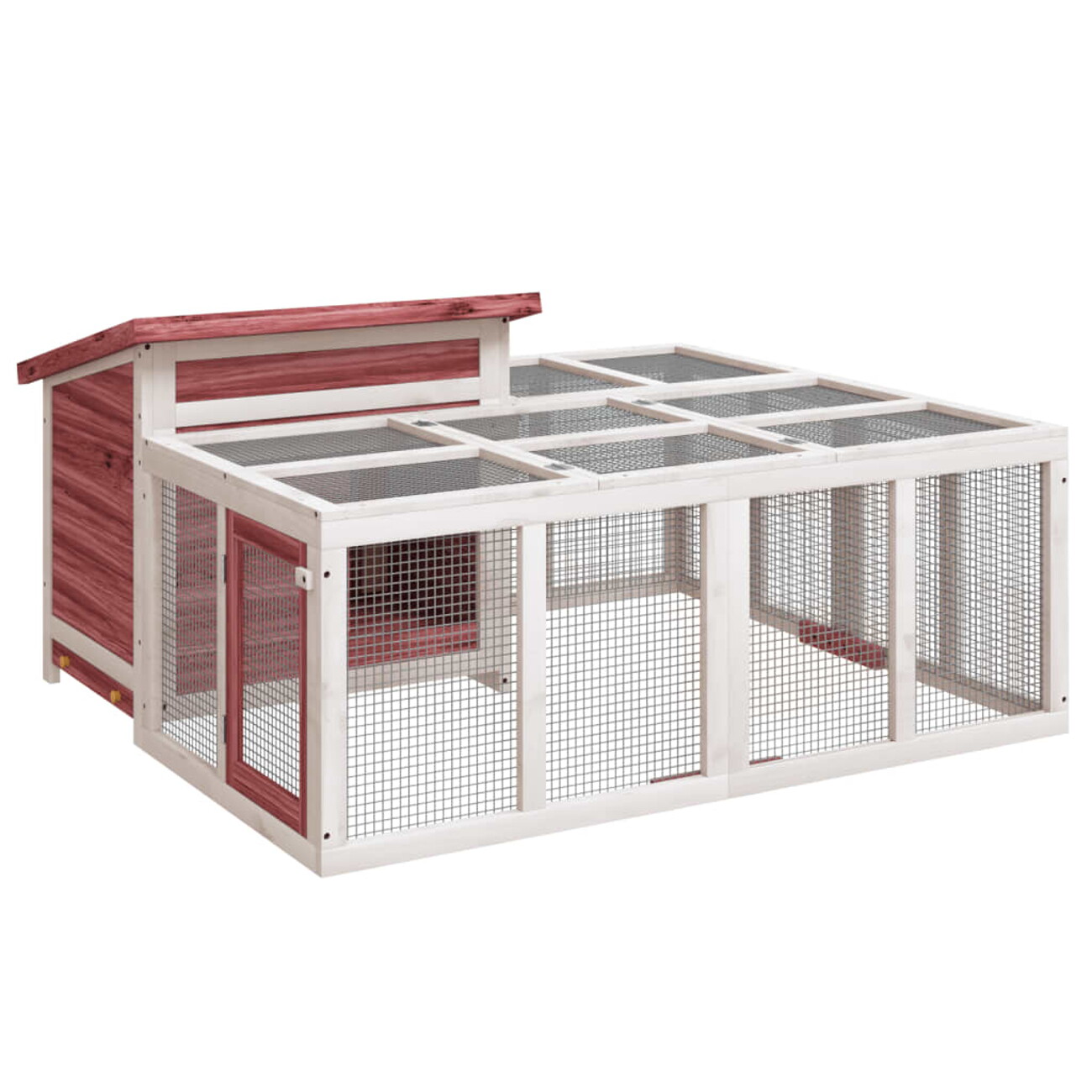 Vidaxl Weiß Kaninchenstall Mokka 144X123x67,5 Cm Massivholz Kiefer - Bild 3