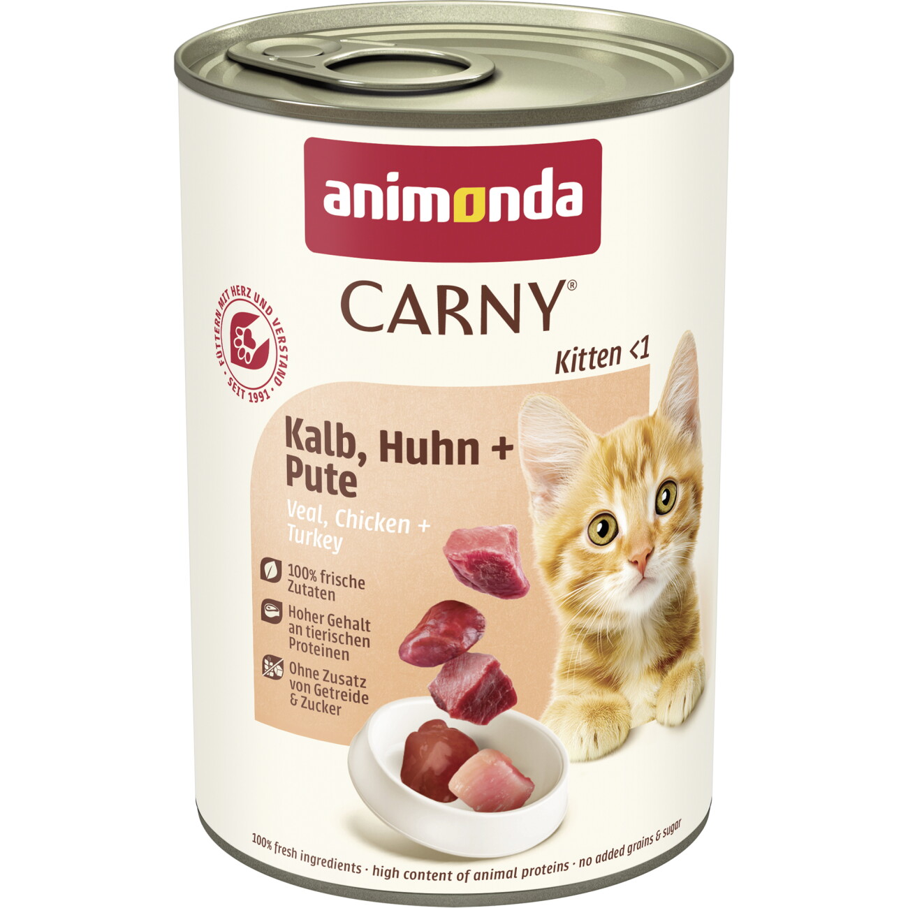 animonda Carny Nassfutter Katze Kitten Kalb, Huhn und Pute 12x400 g