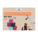 Kohäsive Verbände für Haustiere in einer Mischbox, mit bunten Rollen und Bildern eines Pferdes, Hundes, einer Katze und einem Kätzchen.