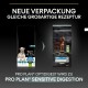 Zwei Hundefutterbeutel: "PRO PLAN® OPTIDIGEST" und "PRO PLAN® SENSITIVE DIGESTION," mit dem Text "NEUE VERPACKUNG GLEICHE GROßARTIGE REZEPTUR."