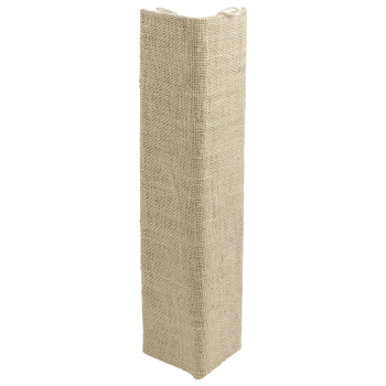 Natürlicher Jute-Kratzbaum für Katzen, mit einer strukturierten Oberfläche und zwei oberen Griffen für eine einfache Platzierung.