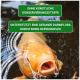 Nahaufnahme eines Koi-Fisches im Wasser mit dem Text: "OHNE KÜNSTLICHE KONSERVIERUNGSSTOFFE" und "UNTERSTÜTZT EINE GESUNDE DARMFLORE."