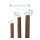 Image de trois bâtonnets de friandises pour animaux de tailles variées : petit (8 cm), moyen (12 cm) et grand (13 cm), étiquetés en français.