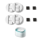 Ersatzfilter und Schwämme für einen Petlibro Haustierbrunnen, einschließlich vier weißer runder Filter und vier schwarzer quadratischer Schwämme.